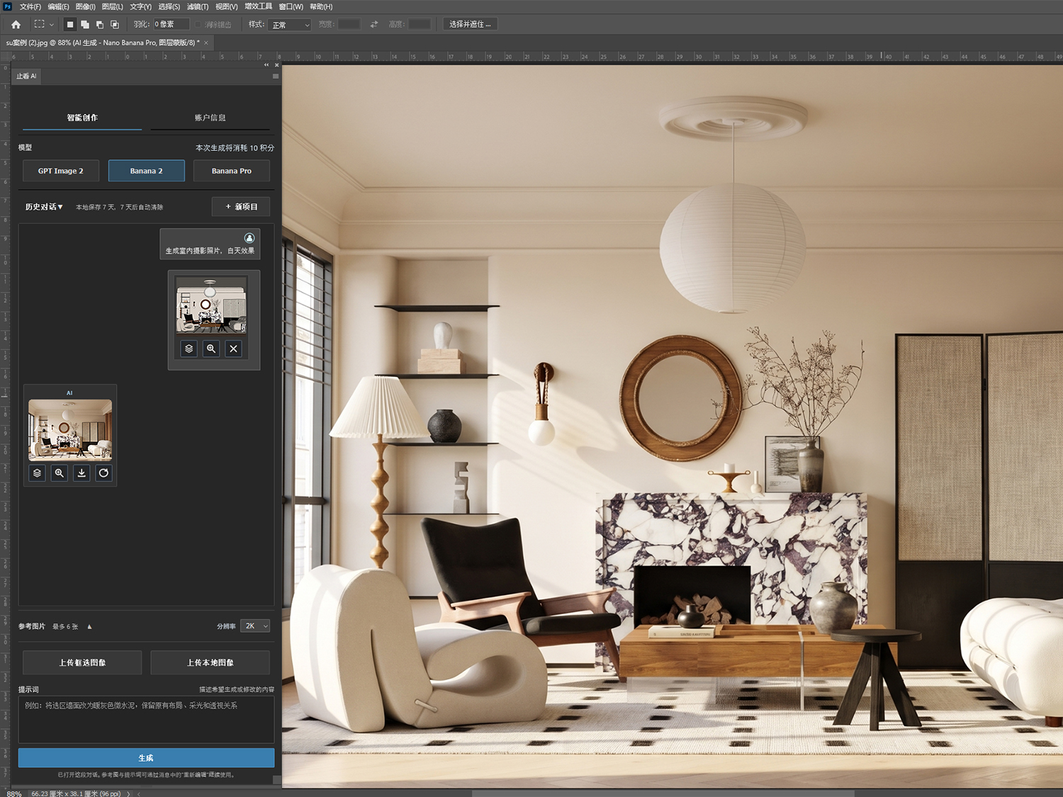 Photoshop 中止看 AI 生成图像并独立创建图层